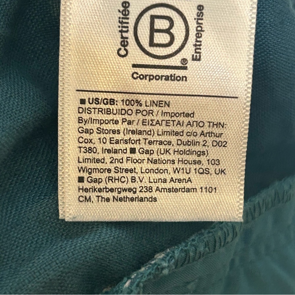 Athleta Playa Linen Wide Leg Crop Borealis Green Teal Size 4 - Picture 14 of 15